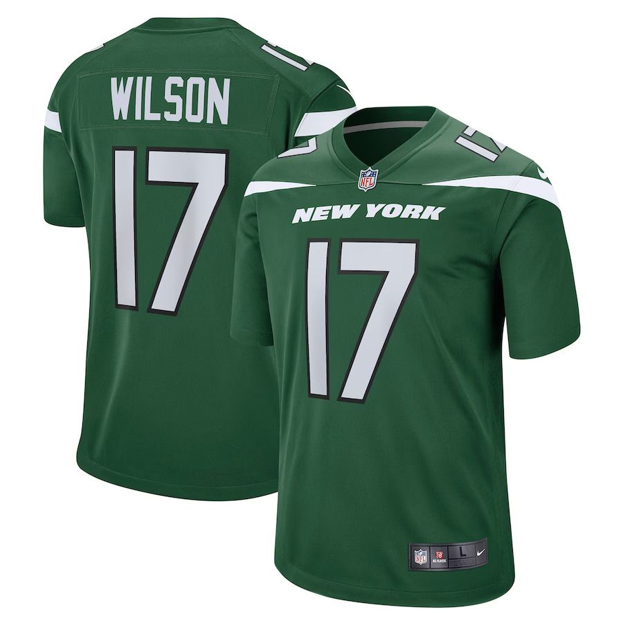 Men New York Jets 17 Garrett Wilson Nike Green Player Game NFL Jersey